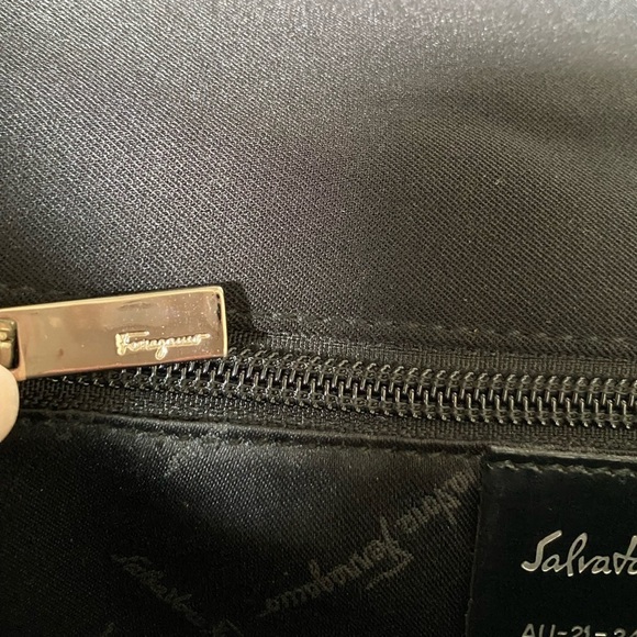 Ferragamo Vintage Y2K Rectangular Black Leather Trim Shoulder Bag - Picture 13 of 16